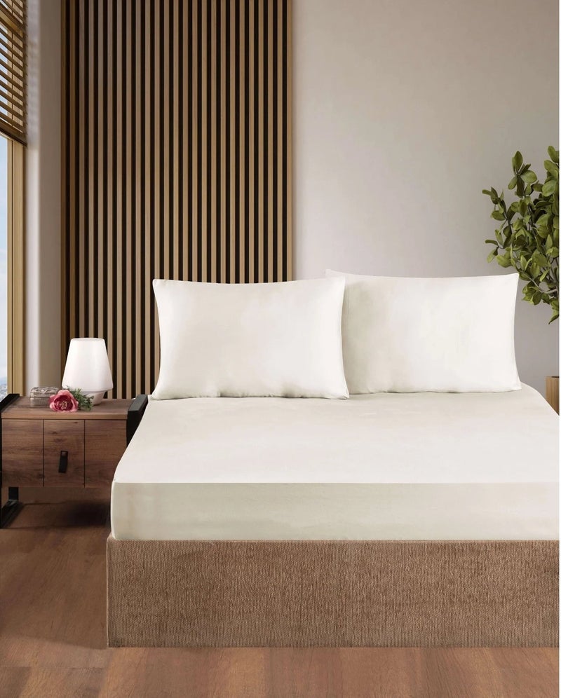 Deluxe Ivory White Comfy Fitted Bed Linen Set (3 Pieces) - 120 cm - Image 4